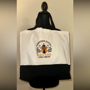 Black Flame Candle Black and White Tote Bag